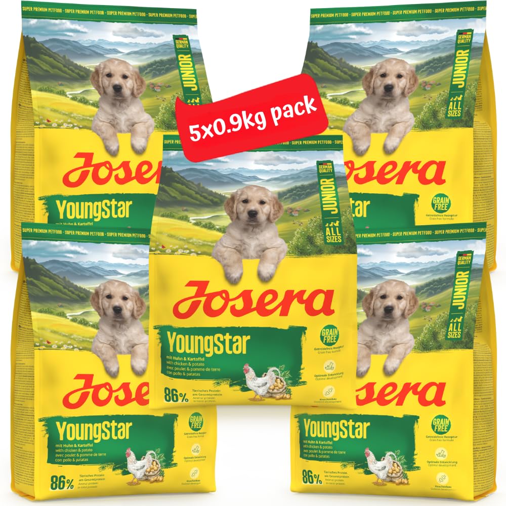Josera Junior YoungStar complete puppy food | Grainfree | All breed sizes | Lots of meat | Optimal digestibility | Salmon Oil Omega 3 | 4.5kg — image 1