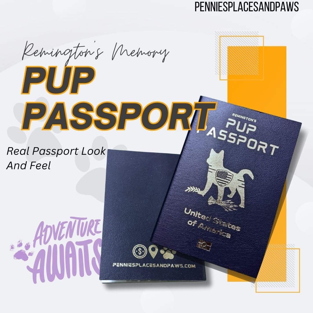 Pup Memory Passport - Dog Travel Scrapbook - Puppy Display Album - Pet Passport