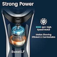 Vista 2 de SweetLF Afeitadora eléctrica para hombre, silenciosa y potente, IPX7 impermeable, cuchillas flotantes de doble pista, carga rápida tipo C, carga