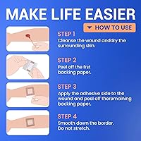 Vista 6 de Vendajes grandes impermeables de 2 x 2 pulgadas de espuma de silicona para cuidado de heridas de piel sensible, almohadilla cohesiva adhesiva