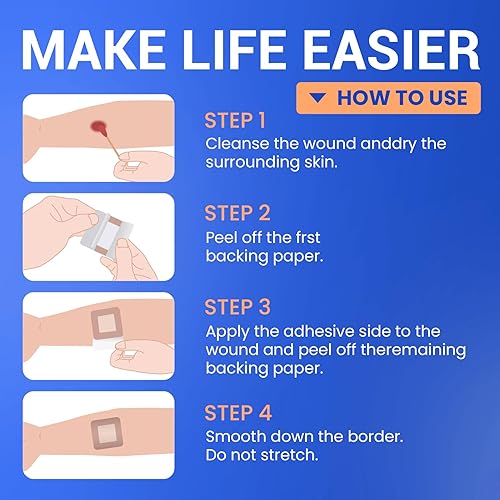 Miniatura 6 de Vendajes grandes impermeables de 2 x 2 pulgadas de espuma de silicona para cuidado de heridas de piel sensible, almohadilla cohesiva adhesiva con