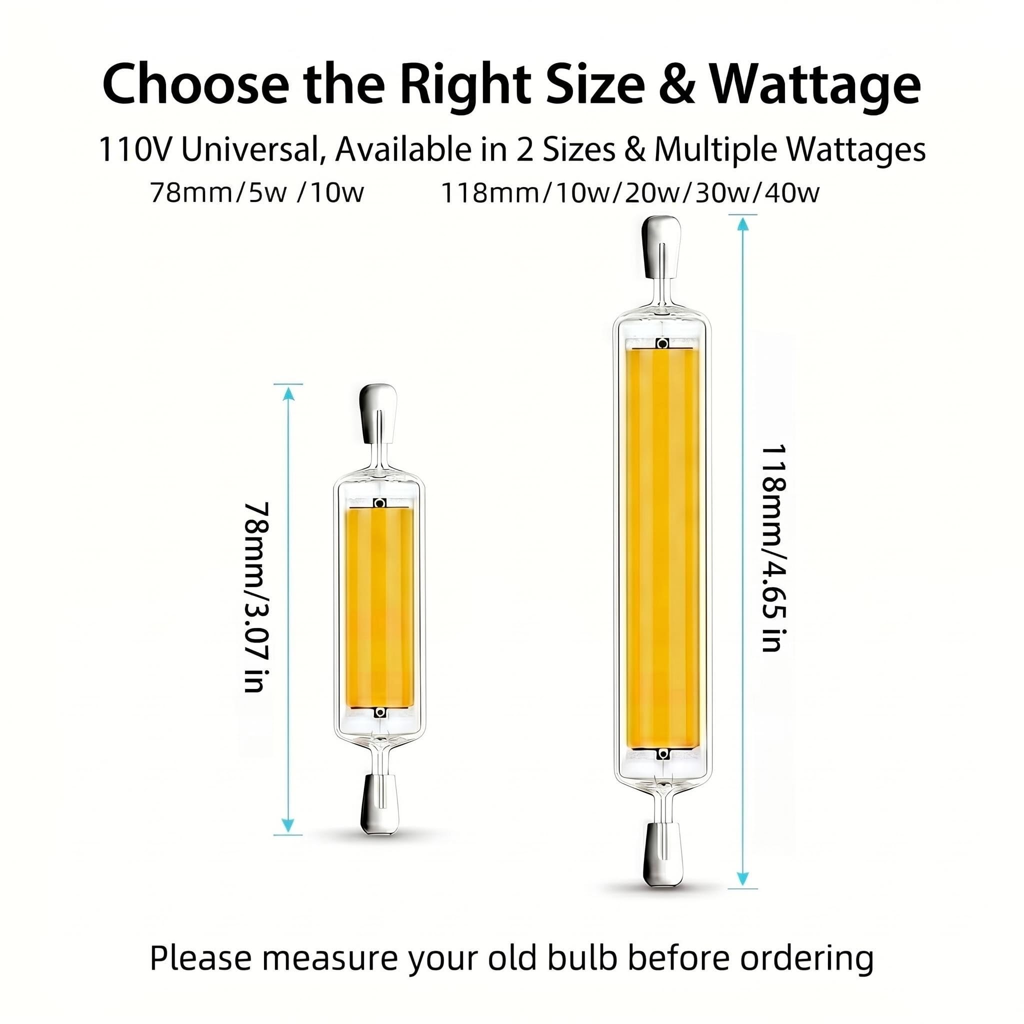 R7S COB LED Ampoule Verre 110V Dimmable J-Type 8pcs 118MM 30W Blanc Naturel