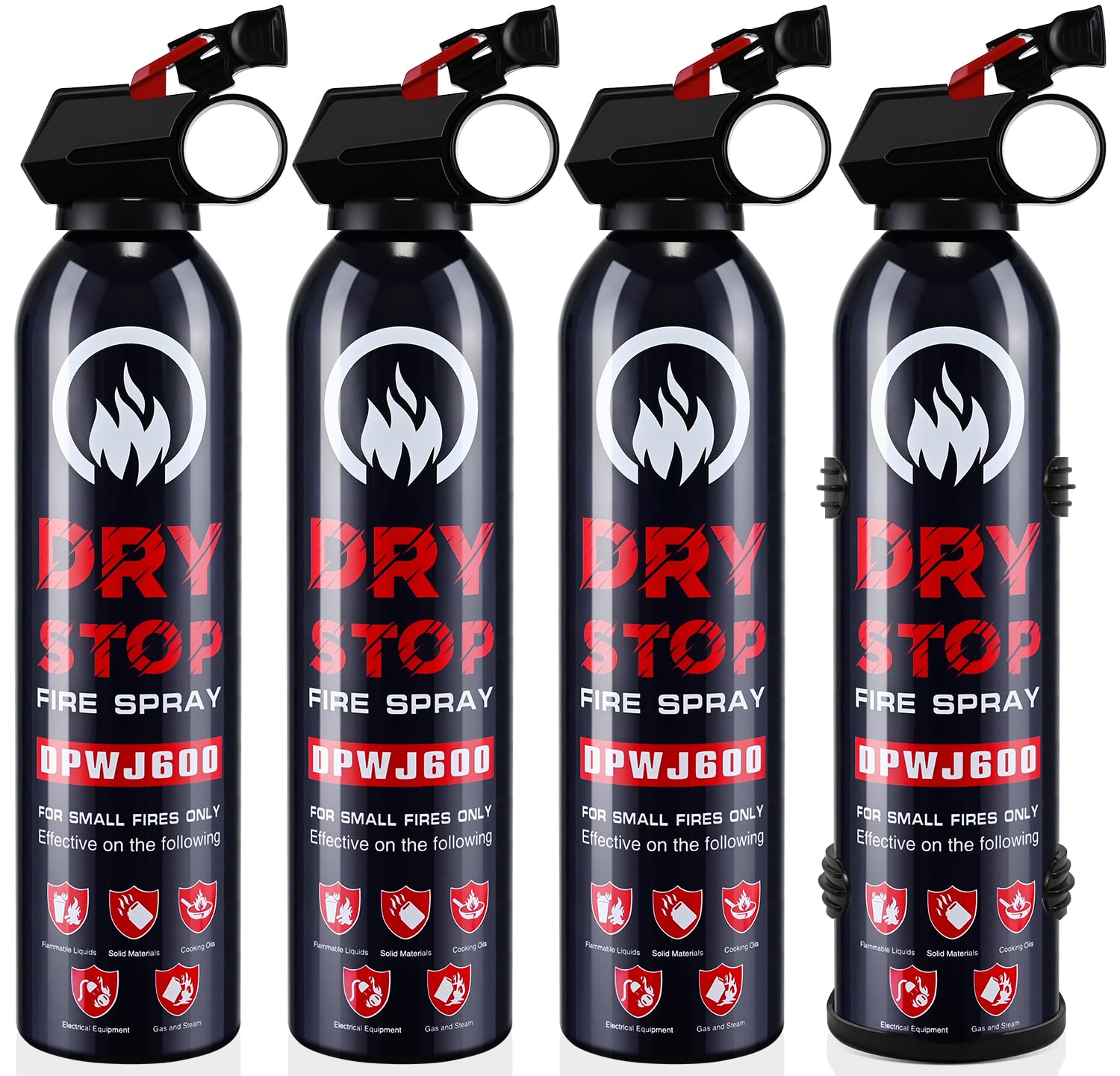 4 Pack Dry Powder Fire Extinguisher - Portable Dry Chemical Fire Extinguisher for Home, Car, Garage, Kitchen - Works on Electrical, Grease and More