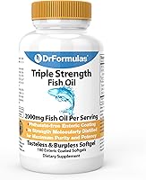 Vista 1 de DrFormulas Aceite de pescado Omega 3 de triple fuerza de 2000 mg con EPA y DHA, 180 cápsulas blandas sin eructos