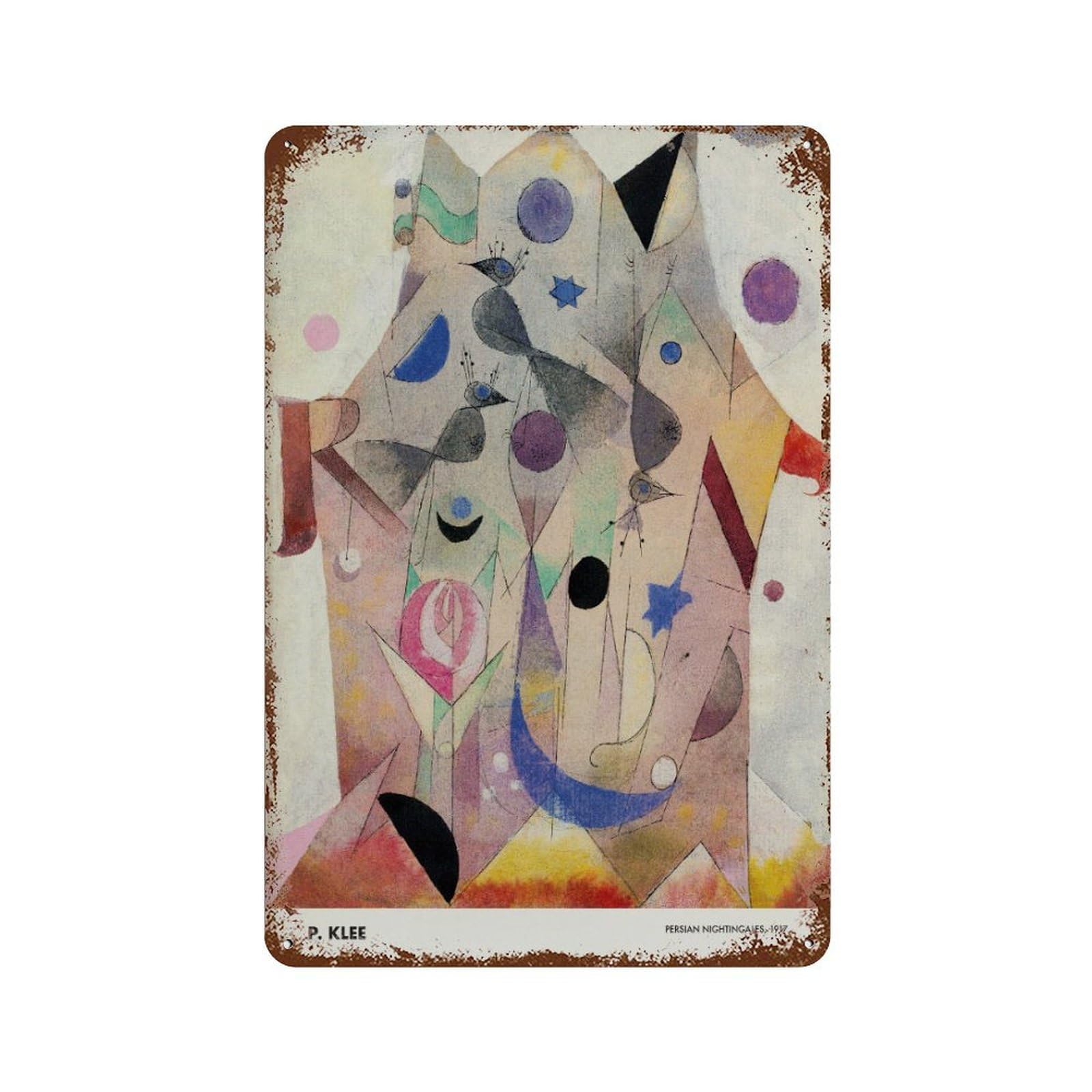 xiaoxiaoshen Paul Klee 'persian Nightingales' Abstract Wall Decor Art Metal Tin Poster Modern Home Decor Art Home Bar Shop Decorations Vintage Sign 30x20cm