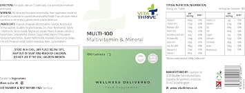 VitaThrive® Multi-100 Multivitamin & Mineral Tablets – Advanced Daily Multivitamin Supplement for Energy & Cognitive Function - 180 Tablets for Men & Women