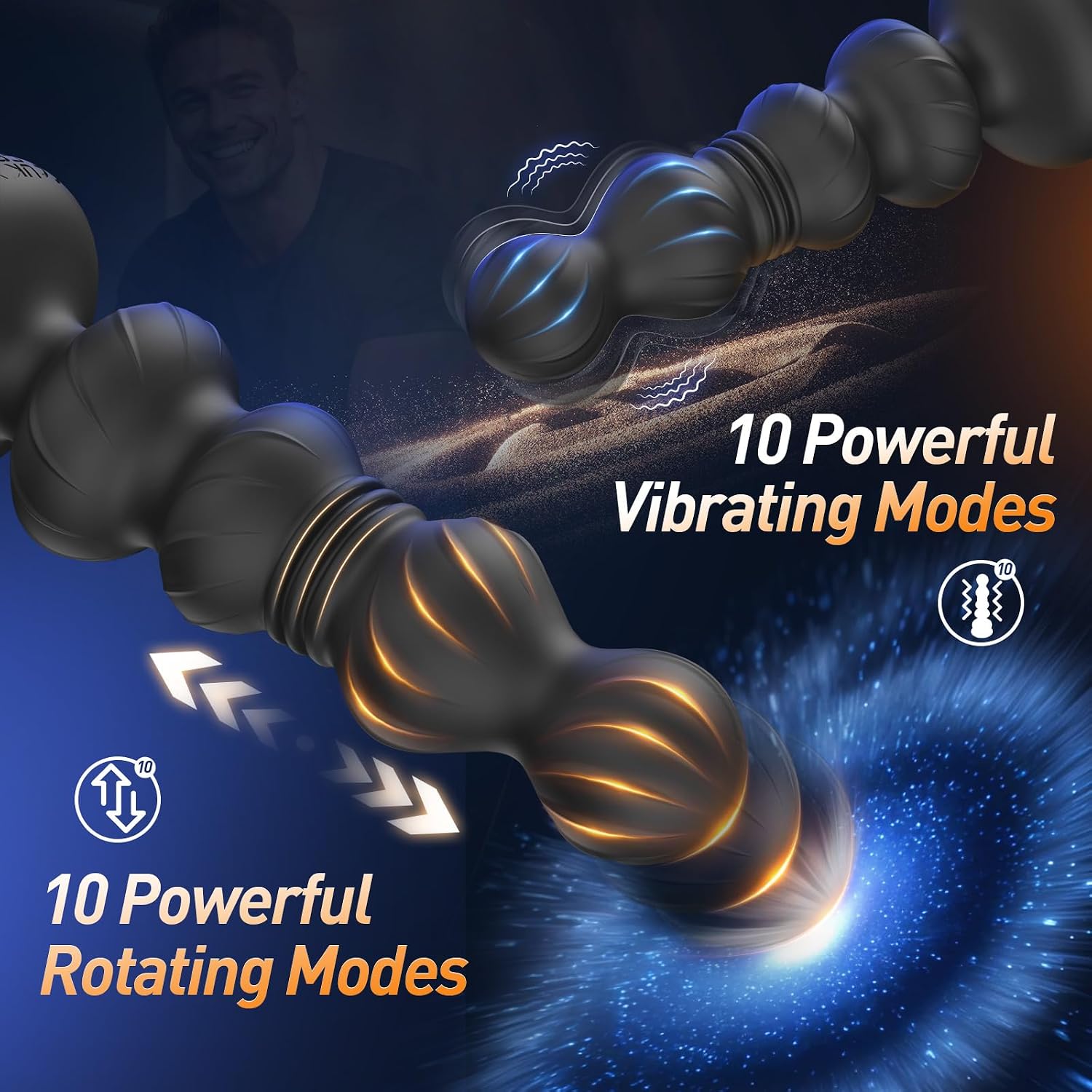 BEISAR Thrusting Anal Beads Prostate Massager, Anal Vibrator Anal Toys Butt Plug 10 Vibrating Thrusting Anal Plug Male Sex Toys for Men Women Adult Toys Gradual Bead Anal Furniture Bedding