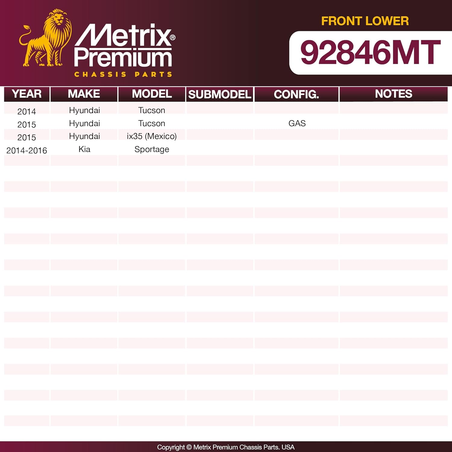 Metrix Premium Chassis Parts - 2 PC Front Lower Ball Joint Kit Fits 2014-2015 Hyundai Tucson, 2015 Hyundai ix35, 2014-2016 Kia Sportage, Replacement K500319, Made in Europe