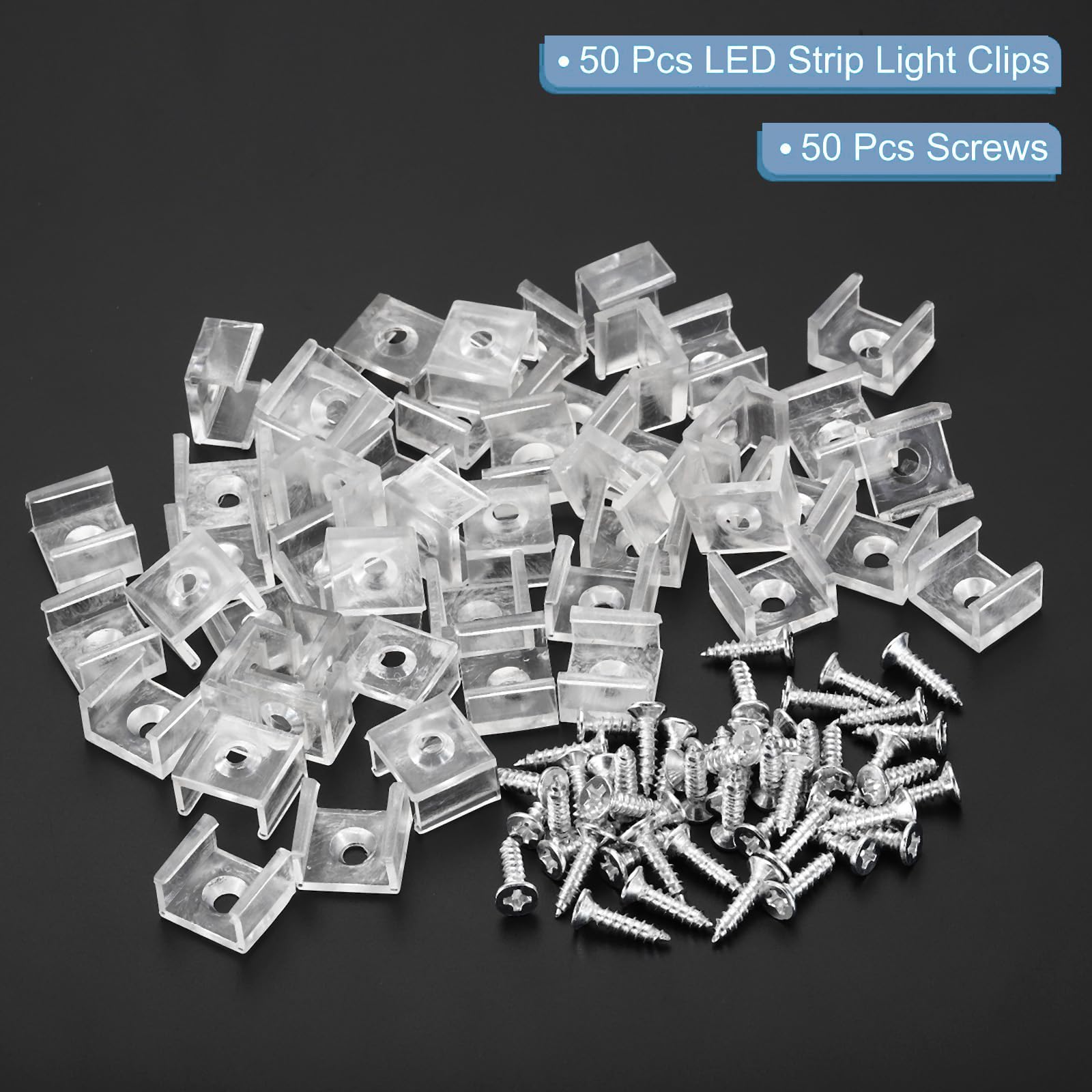 TOP-VIGOR 100Pcs LED Strip Light Clips, Waterproof Mounting Bracket Fixing Clips Plastic Clamp Holders with Screws - Image 3