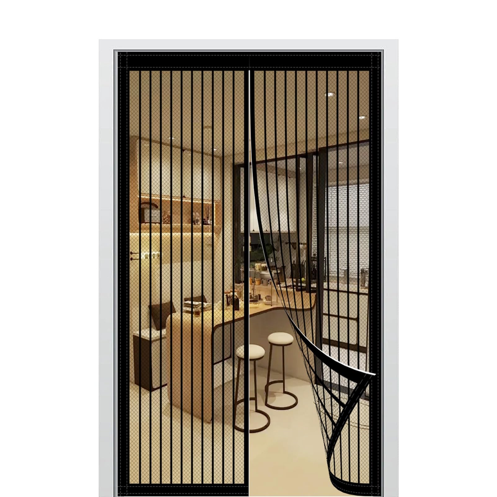 Zanzariera con Magneti per Porte 144 x 232 cm Anti Insetti Traspirante Zanzariera con Magneti Nessun Attrezzo Richiesto Adatto a Bambini e Animali Domestici, Nero