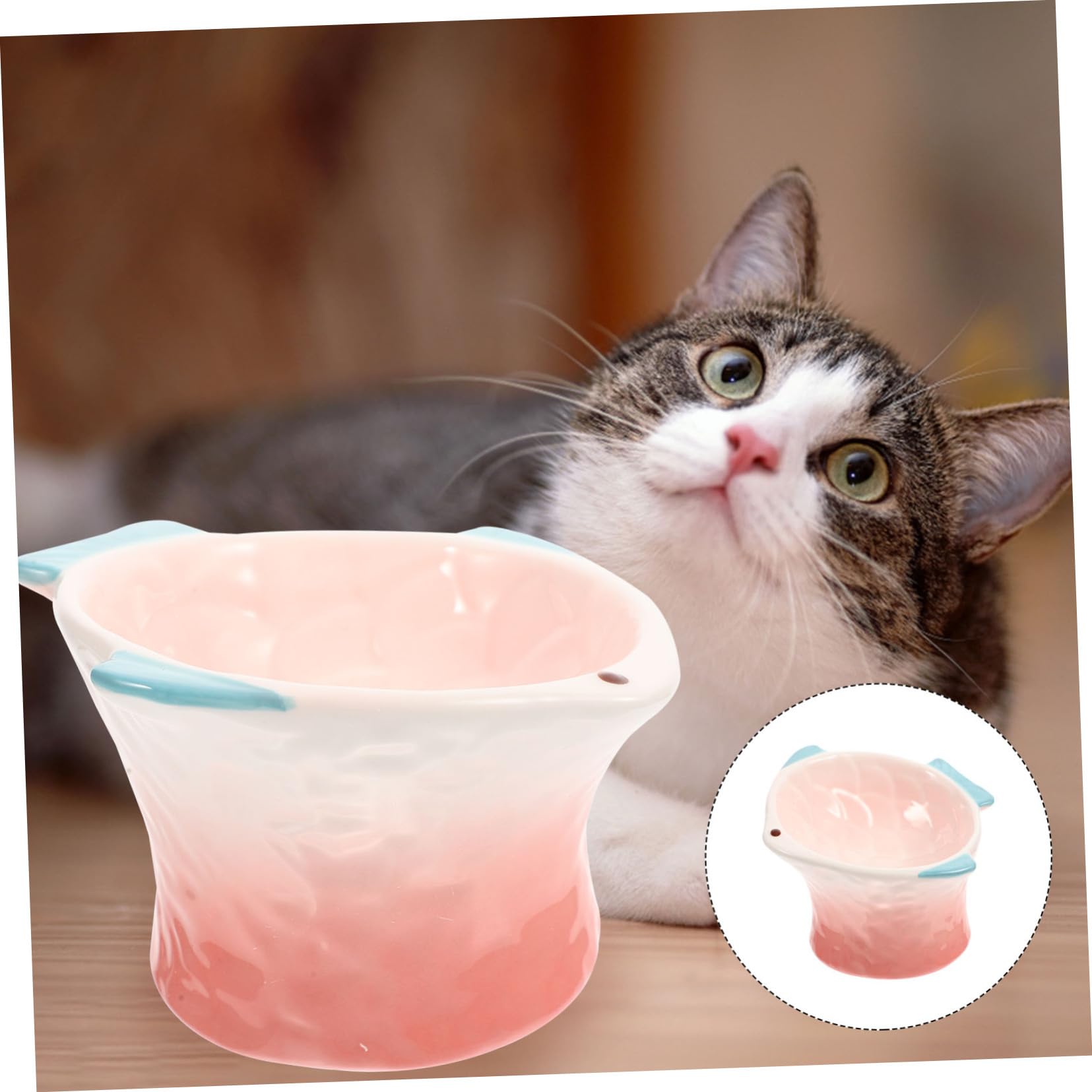 UPKOCH Ciotola per Gatti Rialzata in Materiale Ceramico Rosa Creativa per Cibo e Snack, Facile da Pulire per Gatti e Cani