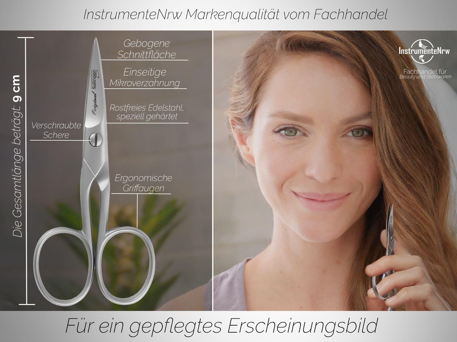 Linkshänder Nagelschere aus Solingen mit einseitiger Mikroverzahnung Made in Germany aus Rostfreiem Edelstahl Maniküre Pediküre Fußnagelschere zum Schneiden von Finger- und Fußnägeln 9 cm