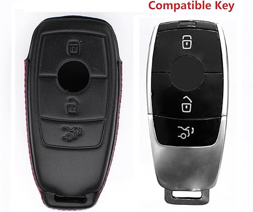 Miniatura 2 de Funda para llavero de cuero genuino para Mercedes-Benz 2019-2022 A Clase C Clase G Clase 2017-2022 Clase E 2018-2021 Clase S Clase S Llavero Llavero