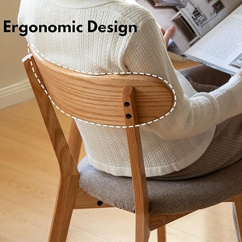 Miniatura 4 de Sillas de comedor 100% de madera de roble macizo, sillas de comedor modernas de mediados de siglo con respaldo redondeado, silla de cocina, sillas