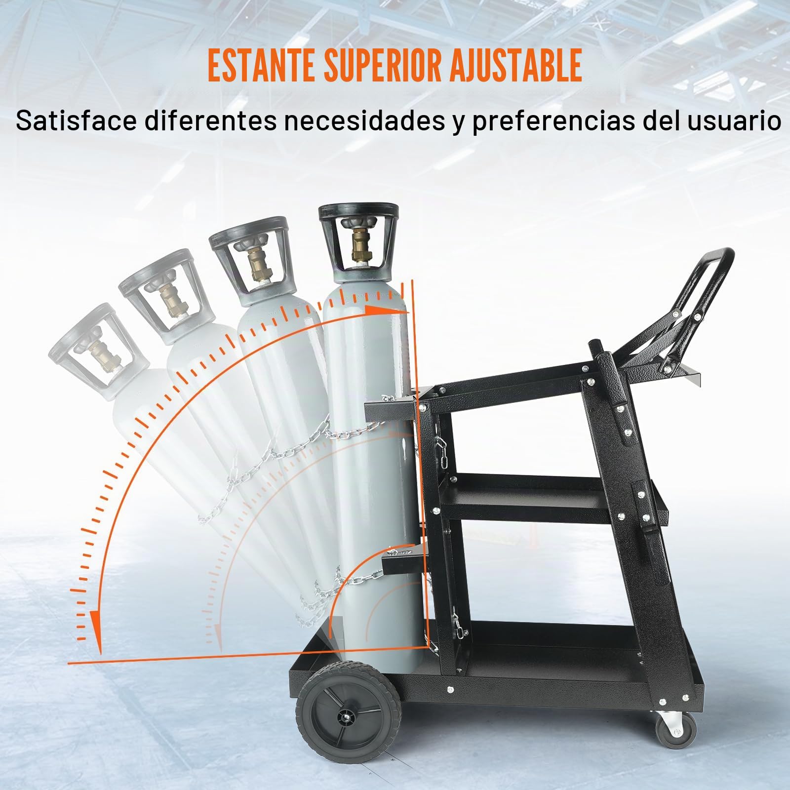 VEVOR Carro de Soldadura de 3 Niveles Carro de Estación de Soldadura 181,4 kg Capacidad de Carga Ruedas de 360° Cadenas Depósitos de Seguridad Carro de Soldadura MIG para Taller TIG ARC MMA Plasma