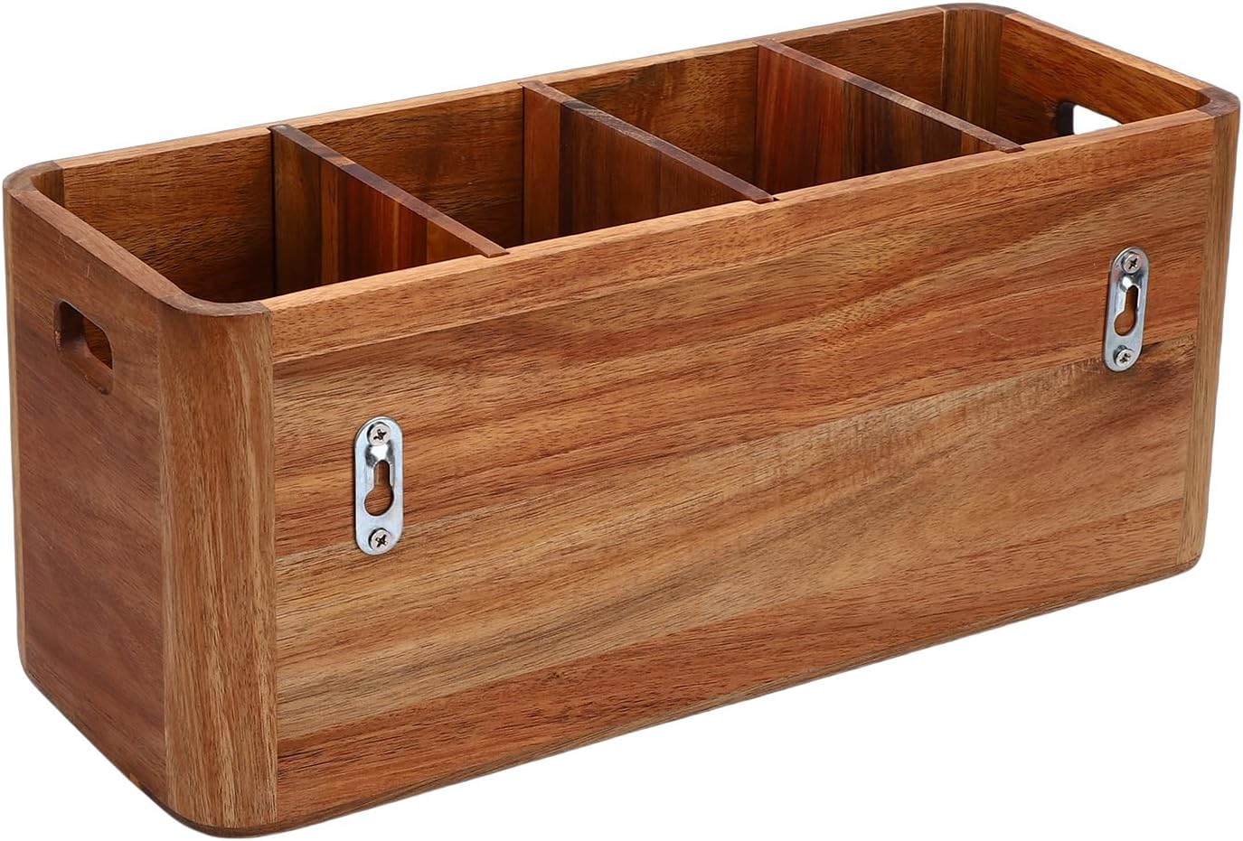 RiToEasysports Kitchen Utensil Holder, Wooden with 3 Removable Dividers, Storage Organizer for Countertop Wall Organization, for Home Cooks and Small Kitchens