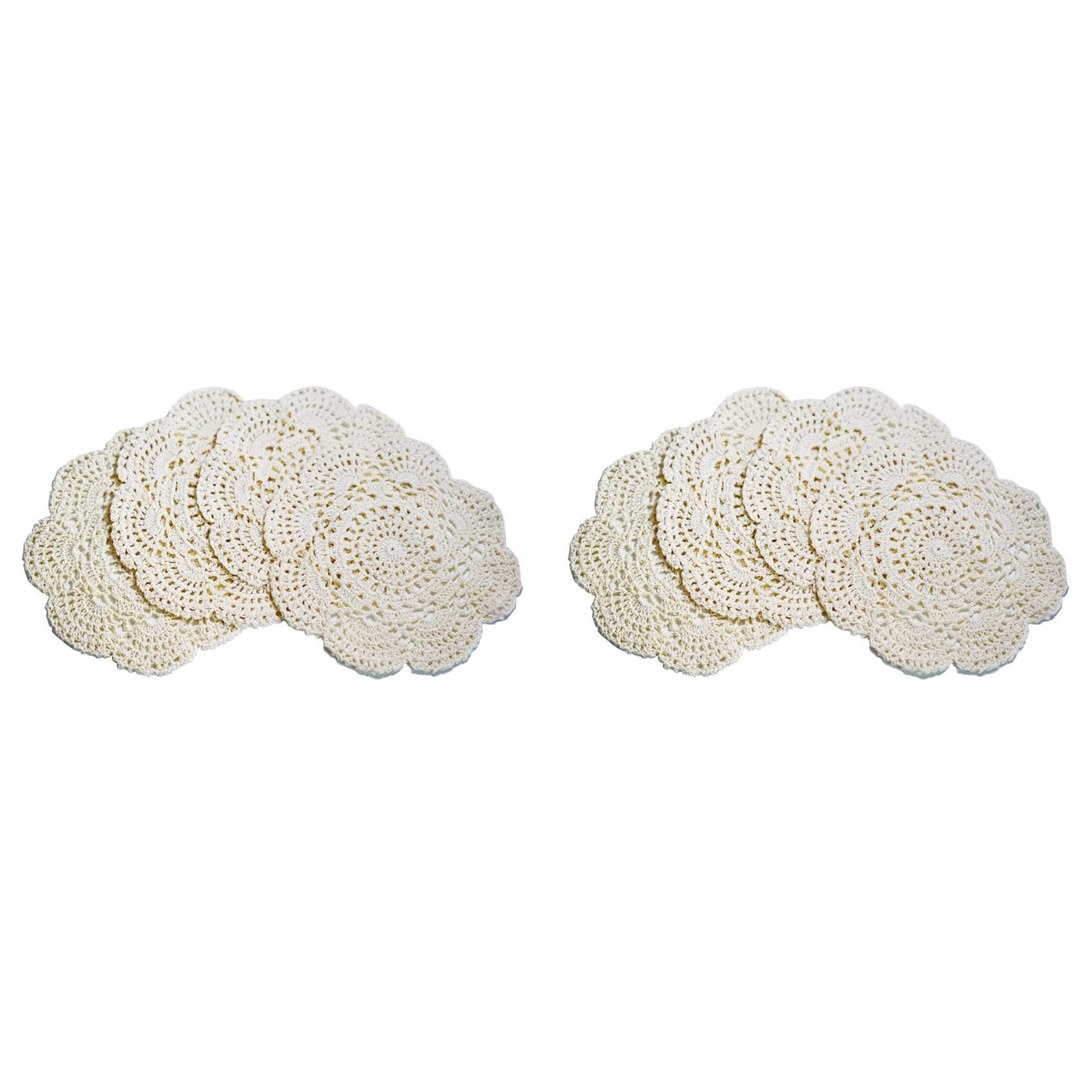 Hndhbfgrt 8PCS 8.6 Inch Doilies Crochet Round Lace Doily Handmade Placemats Cotton Crocheted Coasters (Beige)