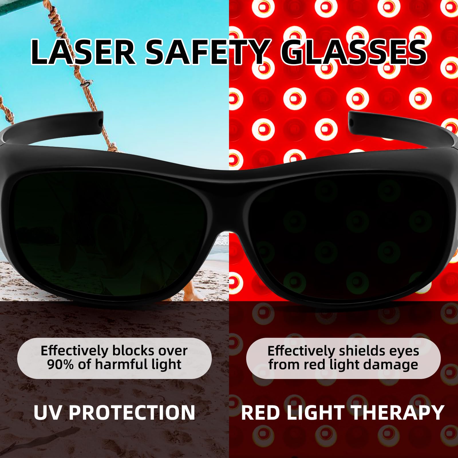 UpaClaire IPL Laser Safety Glasses 200nm-2000nm for Hair Removal and Aesthetic Procedures with Extra Replacement Lenses