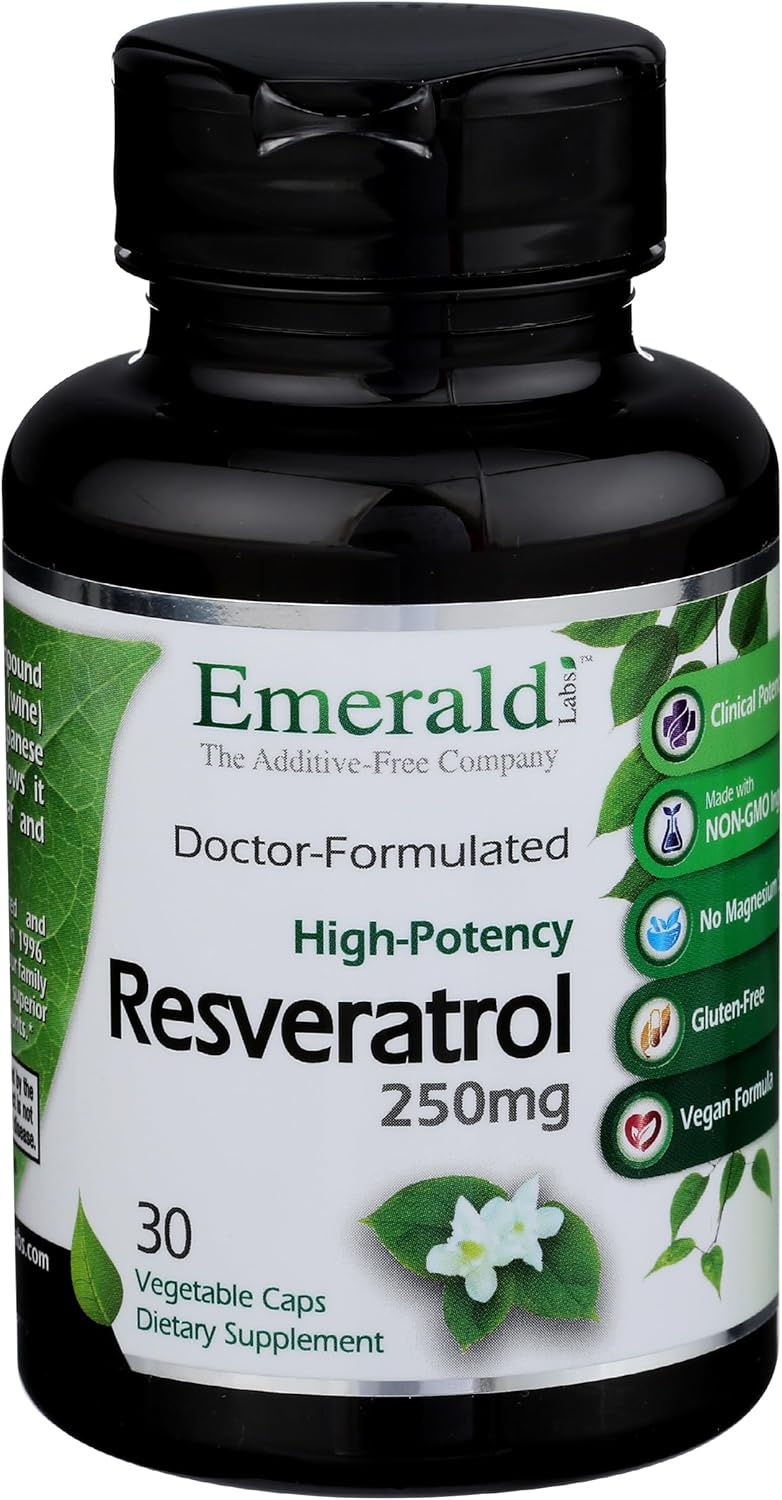 Emerald Labs Resveratrol - Dietary Supplement with Resveratrol for Cellular and Cardiovascular Support - 30 Vegetable Capsules