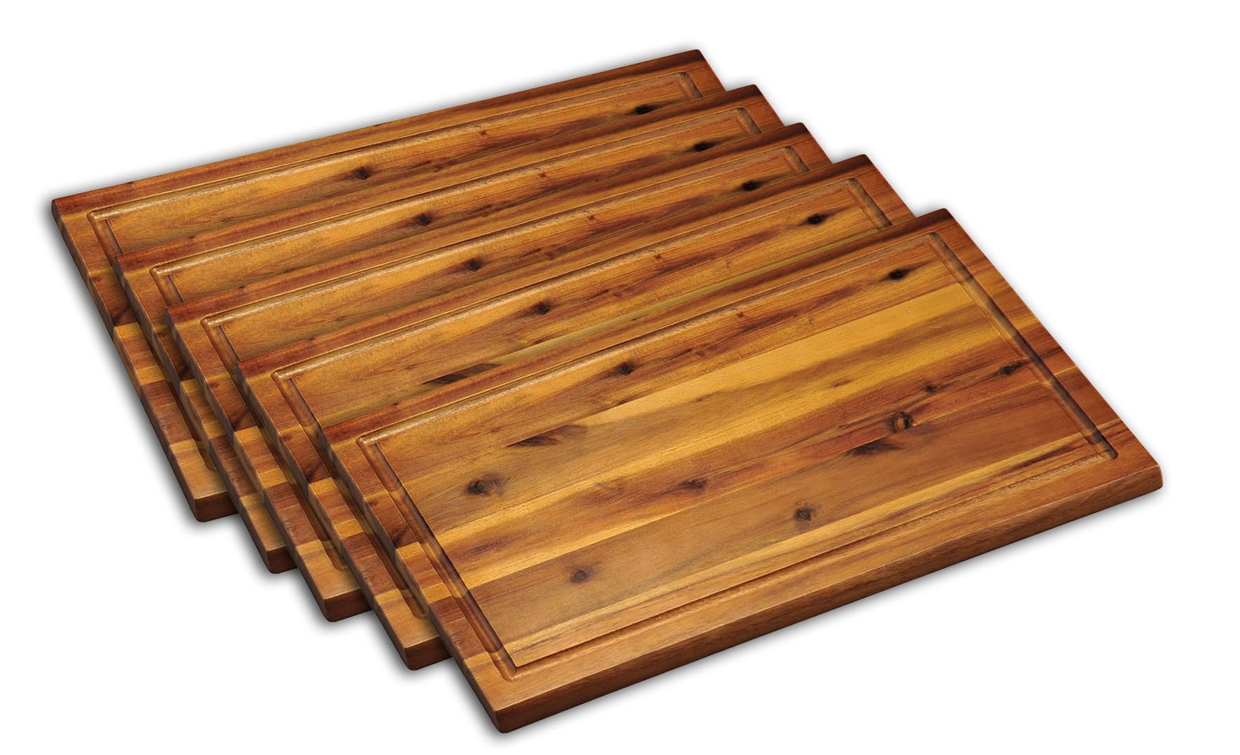 Kesper 28181 | Set di 5 taglieri e piatti da portata in legno di acacia, marrone, 40 x 26 x 1,5 cm