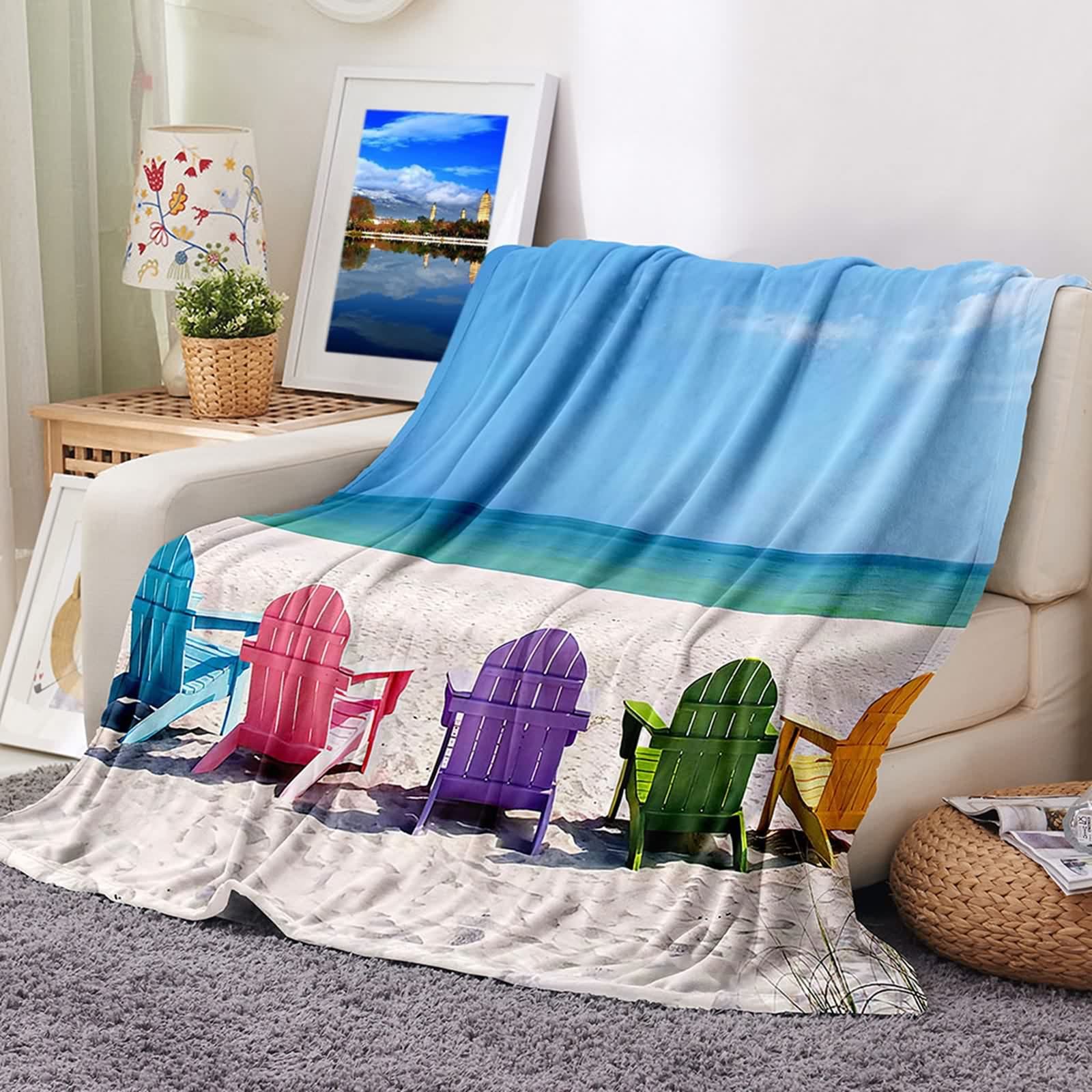 Couverture polaire en flannel douce KnSam 80x120cm plaid canapé multicolore