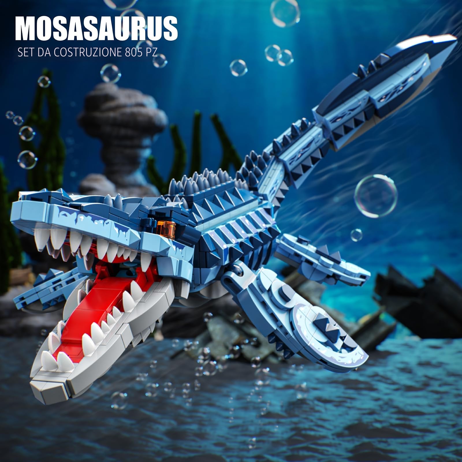 TYCOLE Mosasaurus Set di Costruzione Dinosauri per Bambini Adulti 805 Pezzi | Modello Dinosauro Giocattolo Regalo Bambina Bambino 6 anni per Halloween Natale e Compleanno