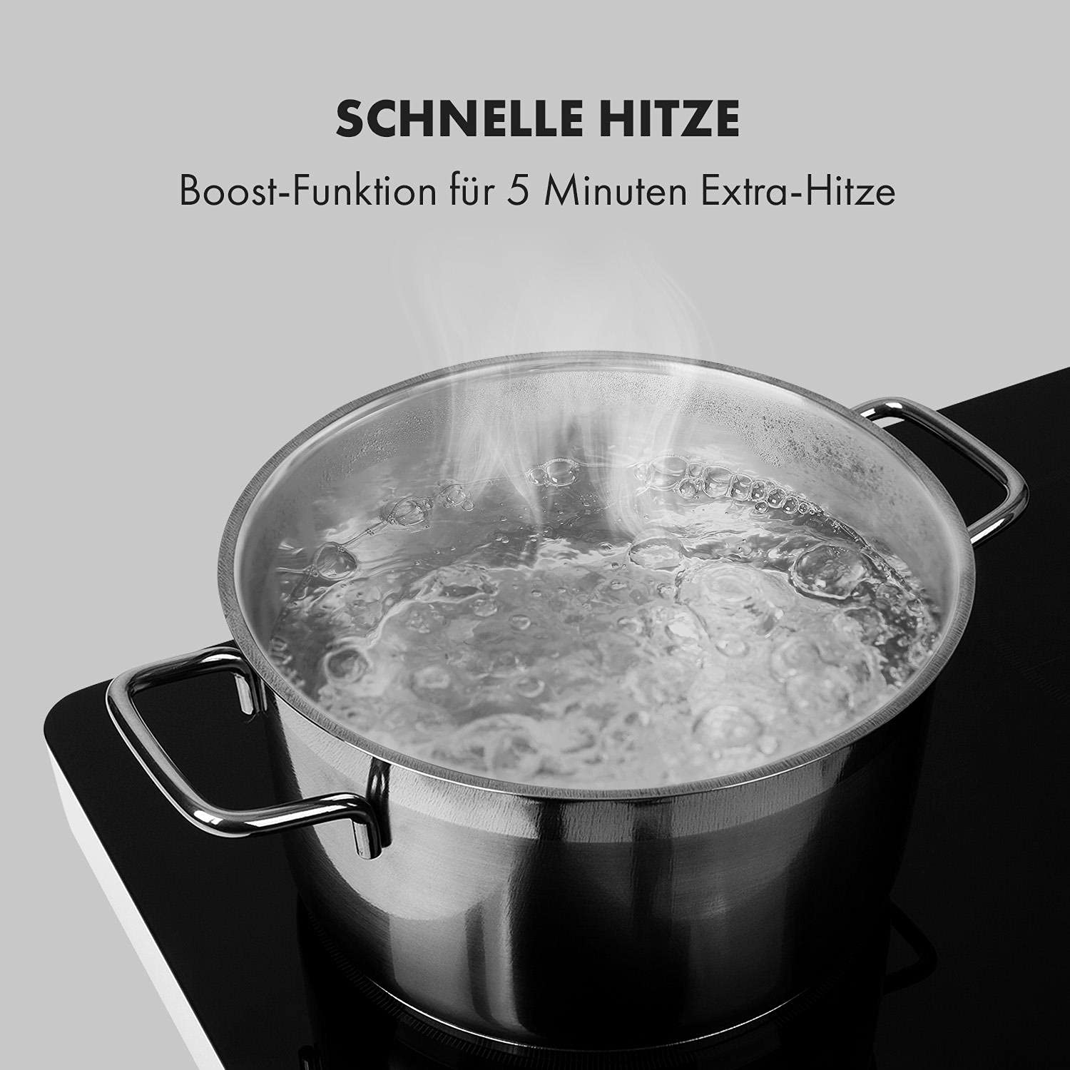 Klarstein FutureChef Doppel Induktionskochplatte, Leistung: 3000 Watt, 2 Zonen, Drehregler, LED-Anzeige, 10 Leistungsstufen, Timer, transportabel, Induktionskochfeld, Glaskeramik, schwarz