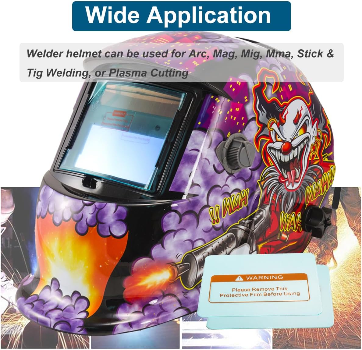 iMeshbean Auto Darkening Welding Helmet Solar Powered Hood Mask Grinding with Extra Lens ANSI Approved Eagle Design Color