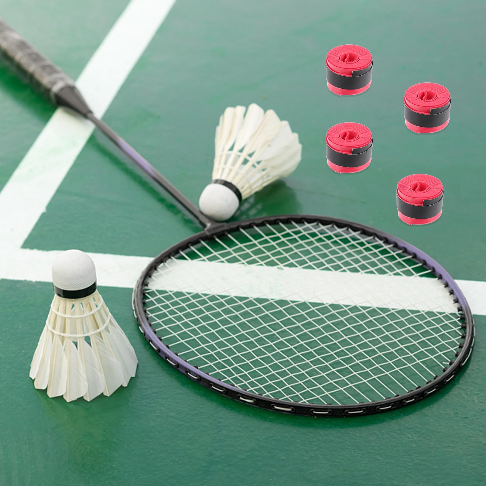 60 Pezzi Grip Racchetta Tennis Rosso Pu Antiscivolo