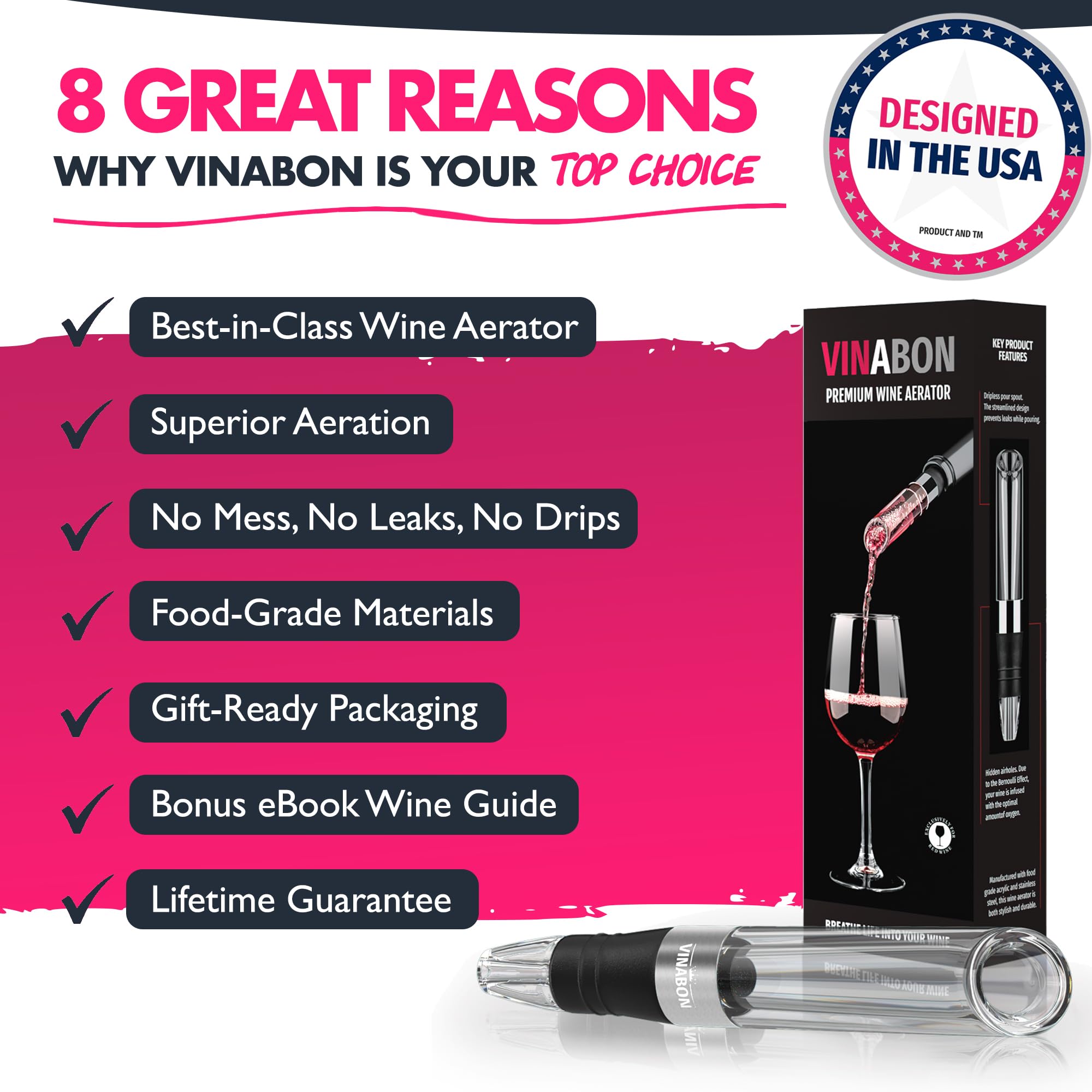 VINABON Wine Aerator Premium 2024 Wine Aerating Pourer And Wine Air Aerator