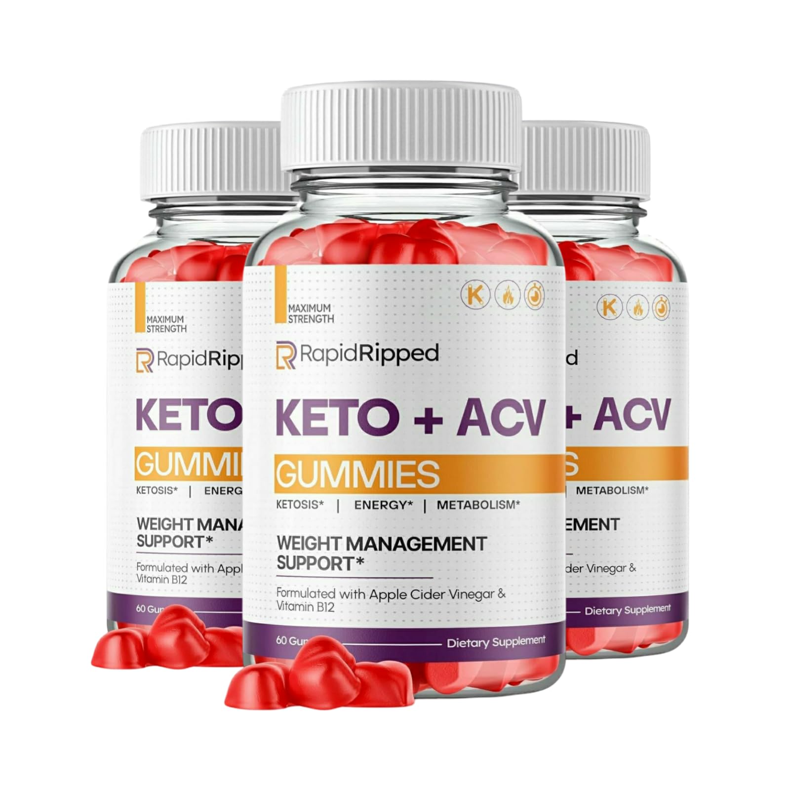 Mega Hits Rapid Ripped Keto ACV Gummies, 180 Count, 3 Pack