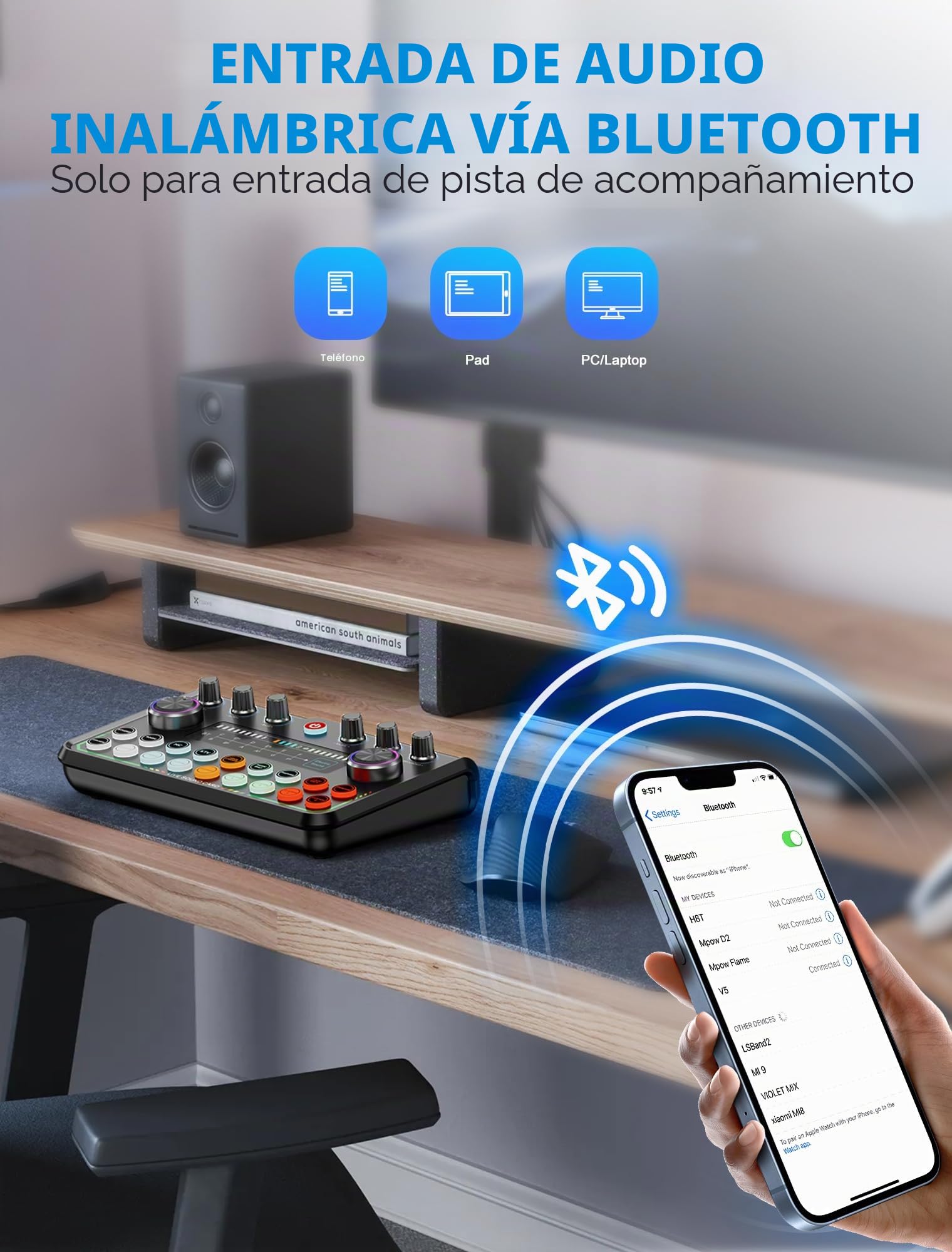 SINWE Set Todo en Uno para Podcast Pro • Mezclador de estudio con micrófono de condensador • Audiobox Plug & Play para PC y smartphone • Perfecto para streaming, gaming, YouTube (Incluye tarjeta de