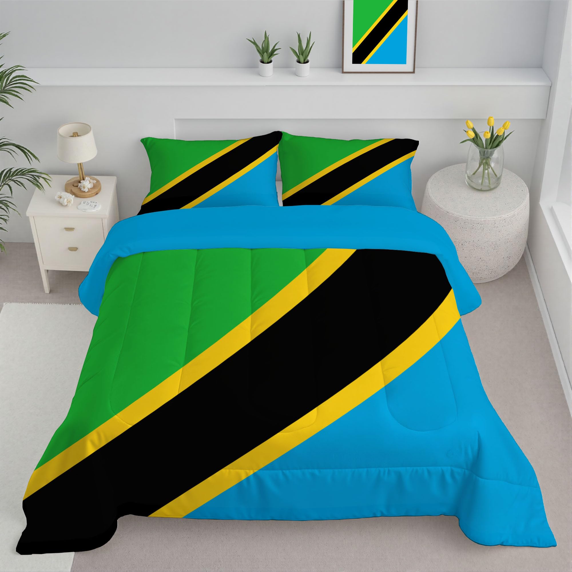 Couette bleu sarcelle 140x200 microfibre 4 saisons style tanzanien