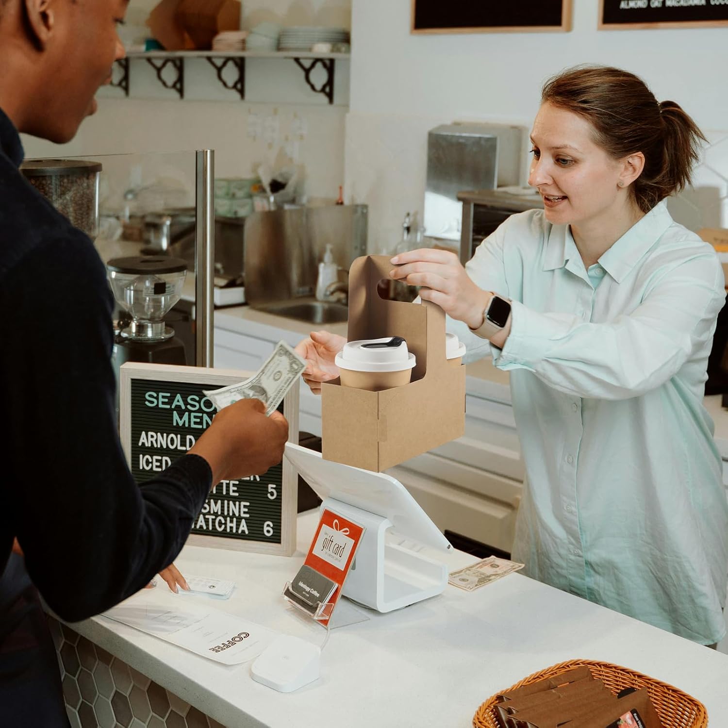 LITLANDSTAR Disposable Coffee Cup Carrier for Delivery, 2 Cup Paperboard Cup Holder Portable Drink Holder Take Out Drink Carrier with Handle for Hot & Cold Drinks, 200 Pack - Image 7