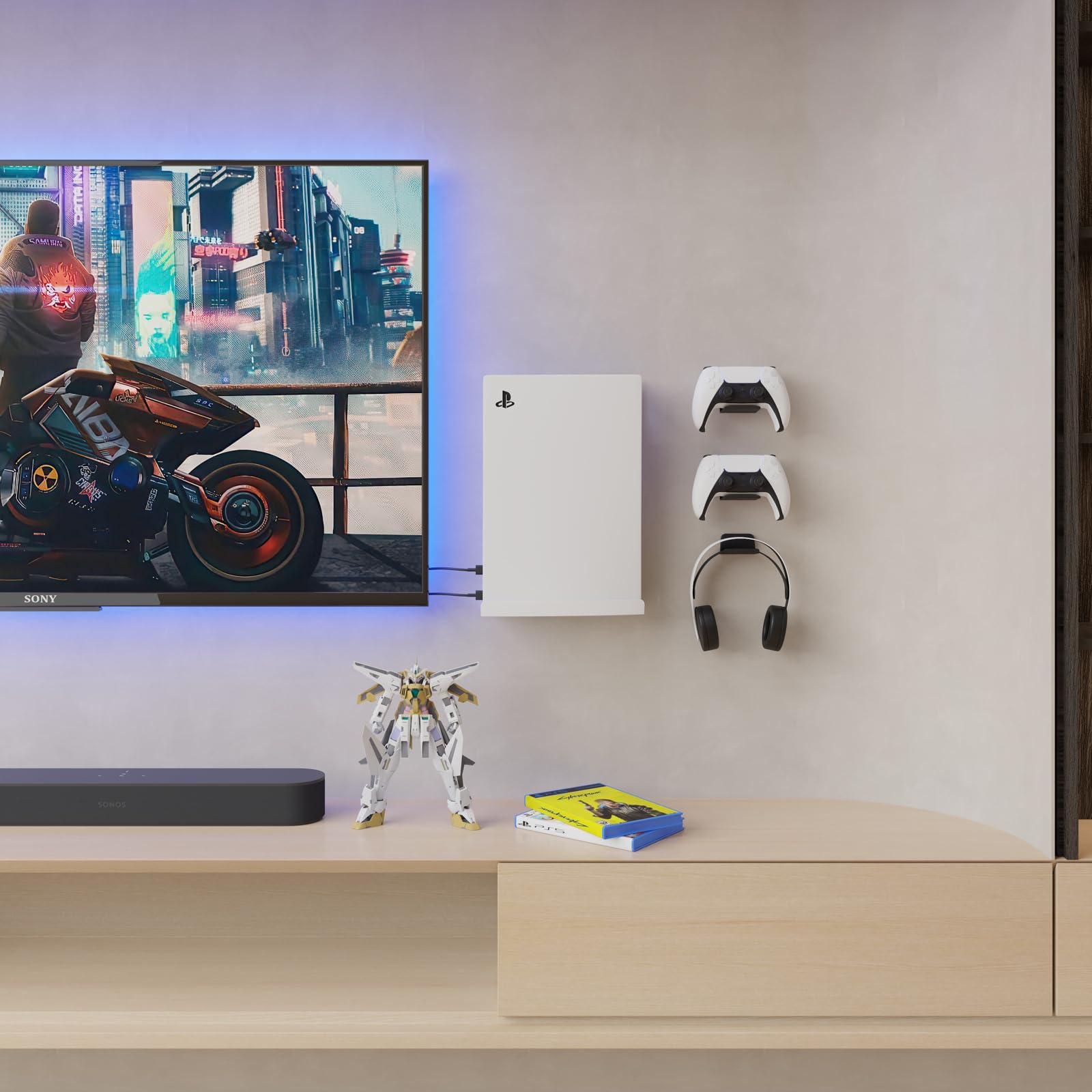 sciuU Support Mural Compatible avec PS5 Standard Disc/Digital Console | Compatible avec Playstation 5 Standard Disque/ Numérique Édition - Métalliques Accessoires Support Vertical