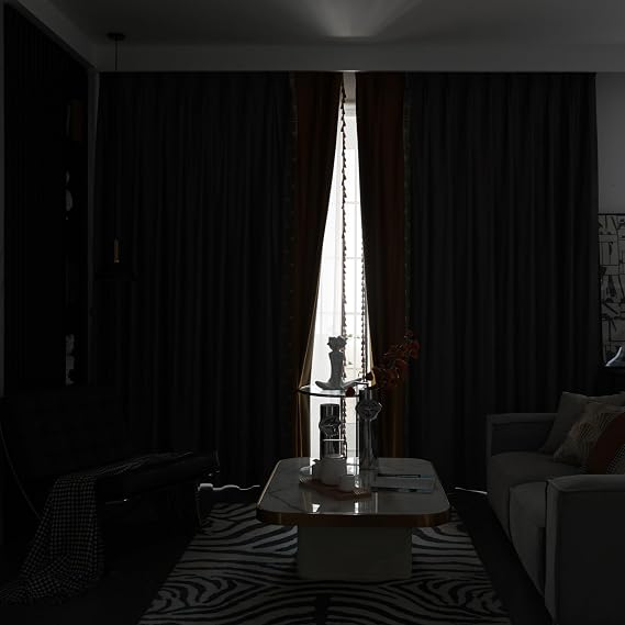 VisionaryHomeDesign Luxury Velvet Curtains, Gray - Gold, 50W x 96L