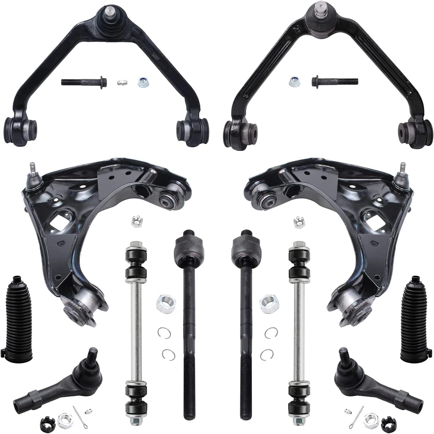 Detroit Axle - Front End 12pc Suspension Kit for Ford Explorer Ranger Mazda B2500 B3000 Mercury Mountaineer, Upper Lower Control Arms Ball Joints Sway Bars Inner Outer Tie Rods