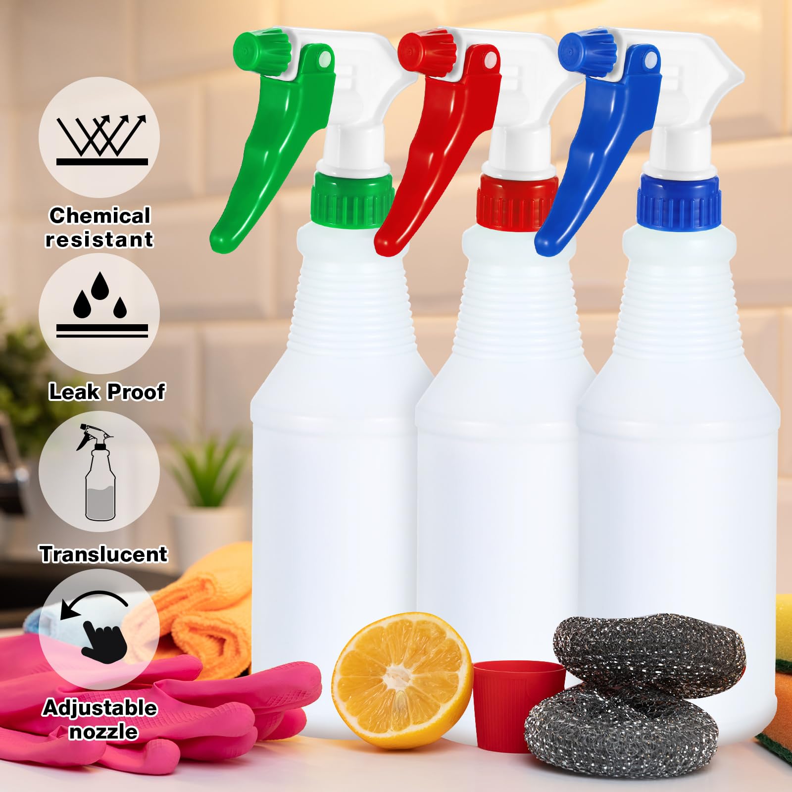Yinder 18 flaconi spray in plastica vuoti ricaricabili da 473,6 ml, per soluzione detergente, spruzzatore d'acqua a prova di perdite, con ugello regolabile, modalità nebbia/flusso per piante, animali