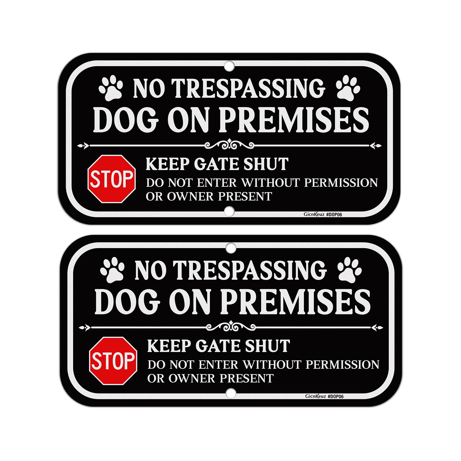 2 Pack No Trespassing Dog On Premises Sign, 12"×8" Beware Of Dog Signs for Fence,Do Not Enter Aluminum Sign, Fade Resistant/Waterproof, Indoor or Outdoor Use