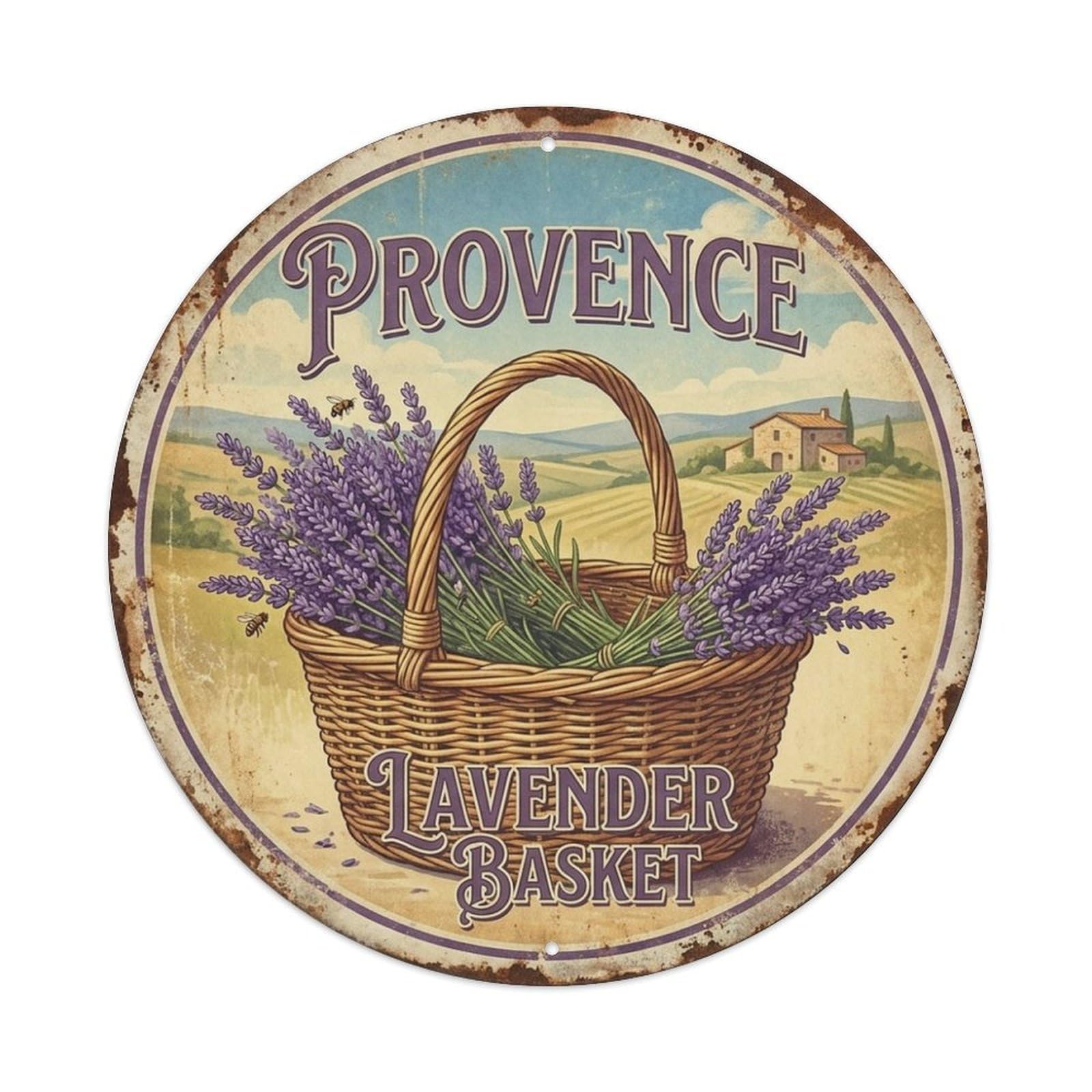 Provence France Garden Travel Lavender Basket Metal Tin Sign