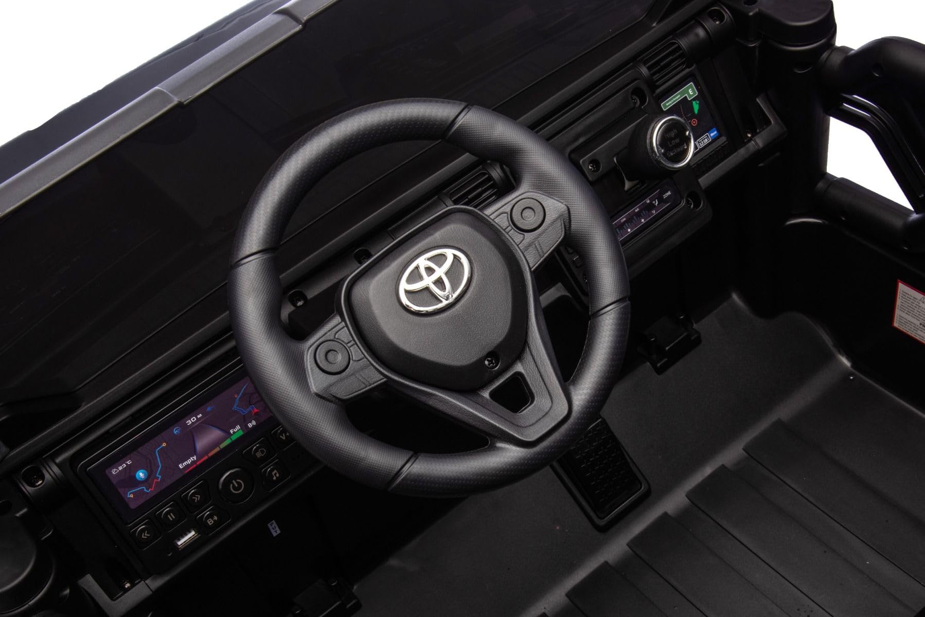 RIRICAR 4x4 Voiture électrique Enfants 2 Places Toyota FJ Cruiser XXL, sous Licence, Noir Sable, Batterie Lithium Portable, châssis surélevé, Deux sièges, Suspension arrière, lumières LED