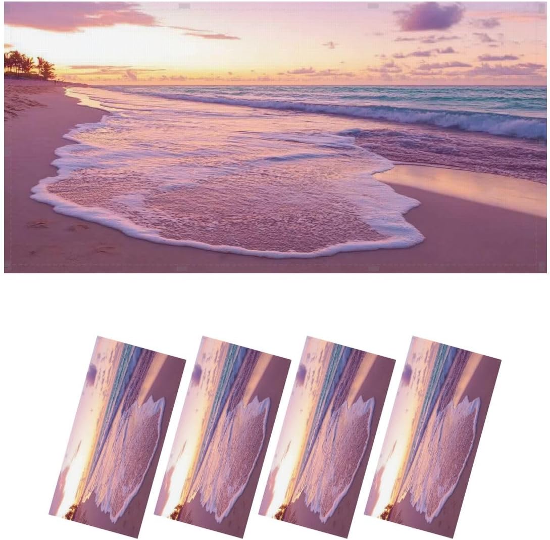 Fluorescent Light Covers for Ceiling Lights Coastal Landscape an Empty Sandy Beach Easy to Install Magnetic Light Filter for Classroom Office Hospitals School Home Decor