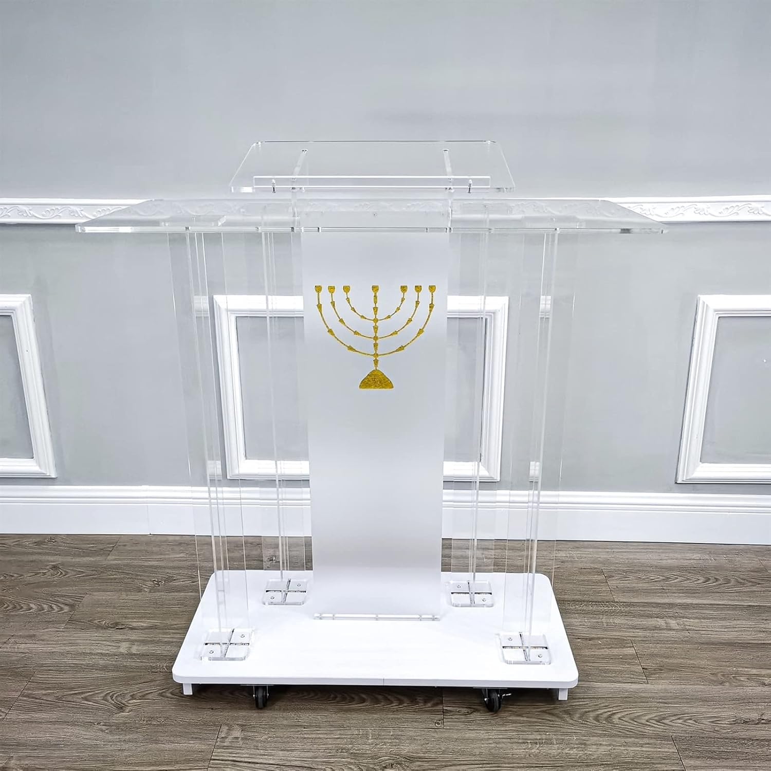 Amazon.de: Yofsza Stehpult Auf Laufrollen, Podium Mit Acryl Und MDF ...