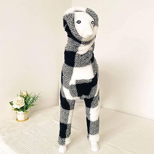Miniatura 3 de Greyhound Clothes - Overol de invierno para perro, cálido de forro polar, cuello alto, manga larga, cuatro patas, sudadera con estampado a cuadros,