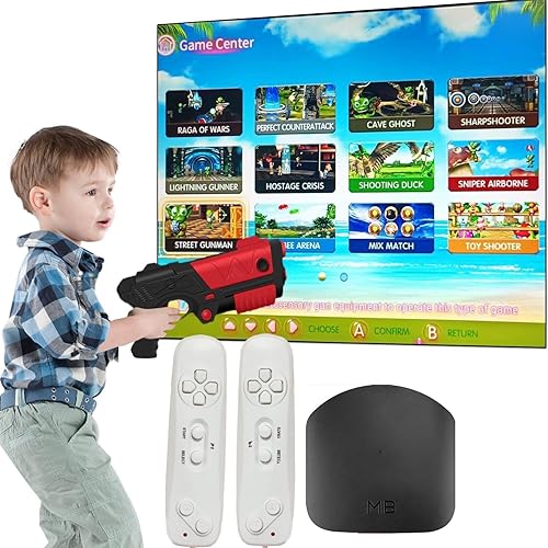 TV Game Console with 200+ Games,Handheld Video GameConsole for Kids, GameSystem with AR Gun Game for Boys,2 GameController, TV Plug& Play, Xmas Birthday Toy Gift for Boys Girls Age