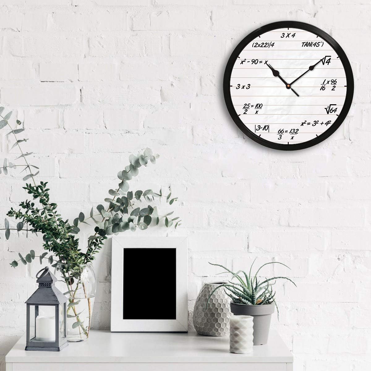 eCraftIndia Math Equations Designer Round Analog Black Wall Clock