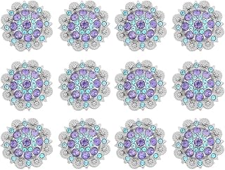 Berry Conchos with Screws Metal Flower Rhinestone Conchos 12 Pieces