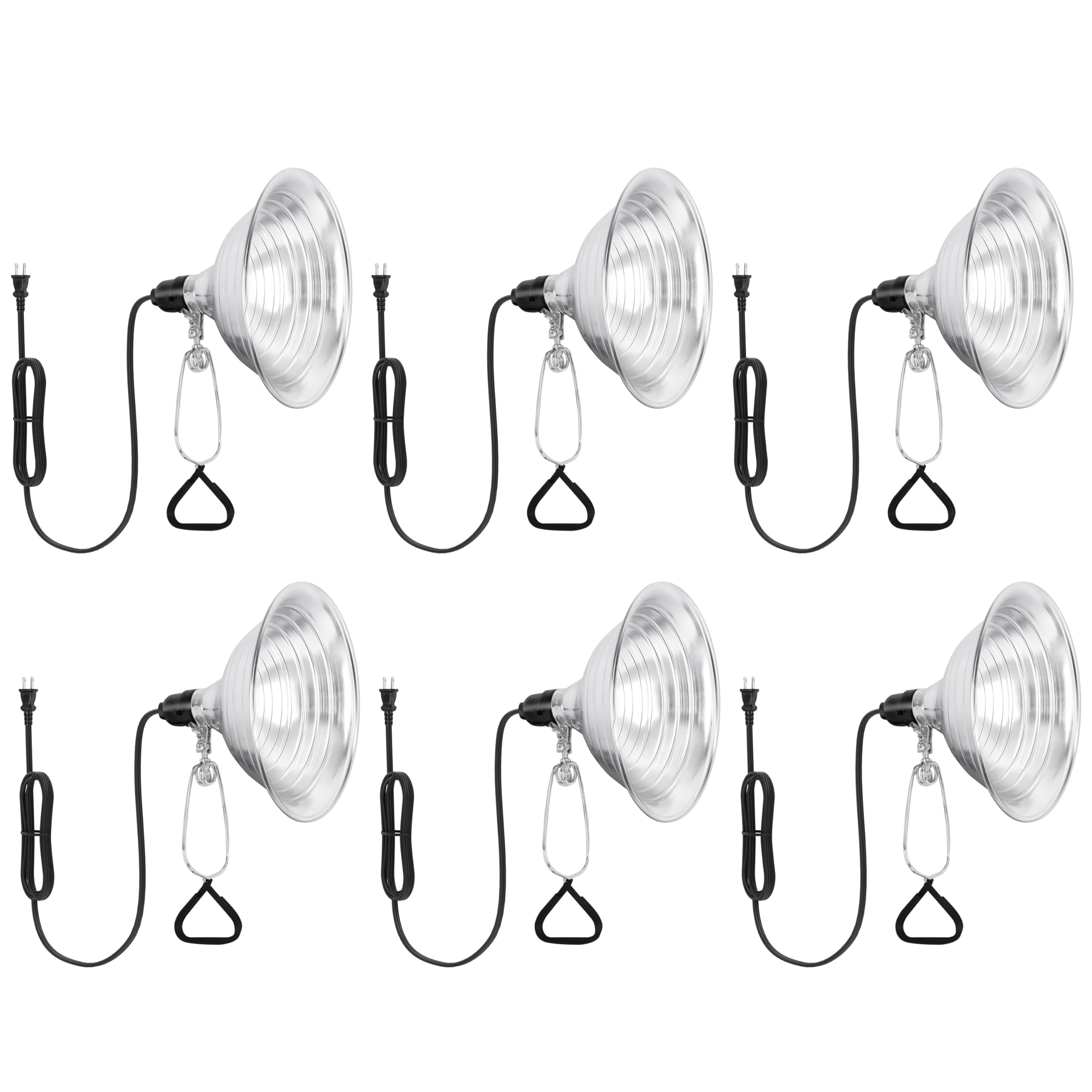 Simple Deluxe Clamp Lamp Light with Detachable 8.5 Inch Aluminum Reflector up to 150 Watts E26 Socket (No Bulb Included), 6 Feet Cord, UL Listed, 6 Pack
