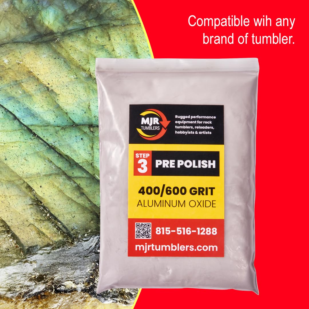 4lb of MJR Tumblers Premium 400/600 Pre-Polish Aluminum Oxide Rock Polishing Grit for Step/Stage 3, MJR Tumblers is a Disabled and Veteran Owned Company Proudly Located in USA