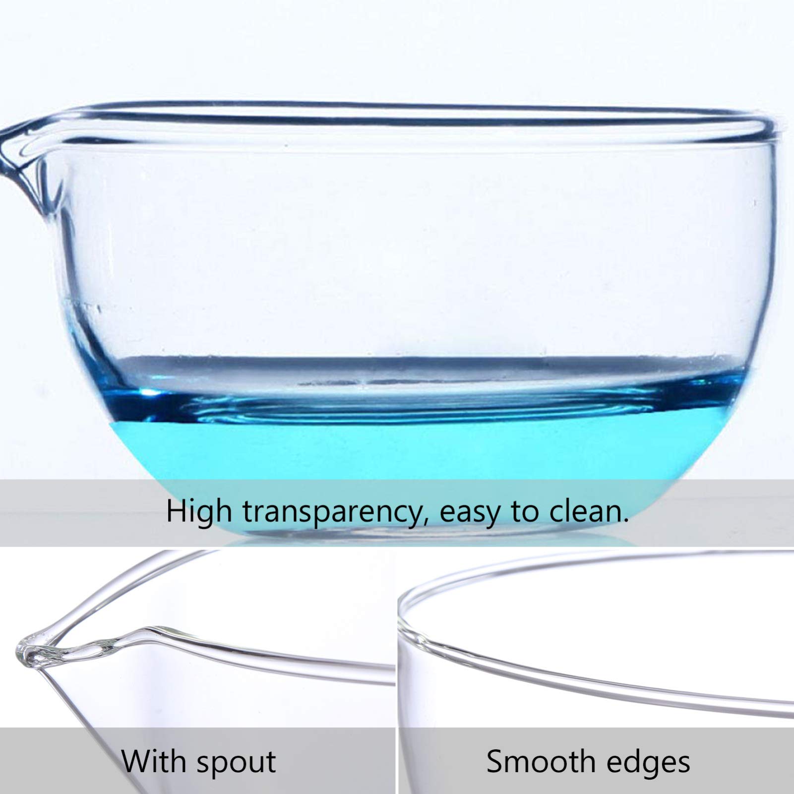 VILLCASE Verdampfungsschale Aus Borosilikatglas Mit Ausguss 5.91X5.91X3.15 Zoll Runder Boden Große Heiz- Und Verdampfungsfläche Für Labor Schule Und Zuhause Transparente Laborschale